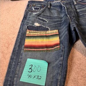 Polo by Ralph Lauren Men's Blue Jeans with Colorful Patch